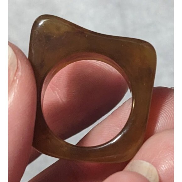 Brown Mottled Abstract Chunky Fashion Ring Size 5 3/4 - Picture 13 of 14